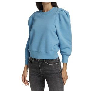 Frame Denim Pleated Panel Heritage Blue Sweatshirt XS